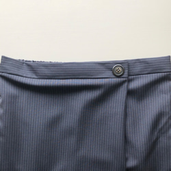 【ウール】ロングスカートのようなワイドパンツ     チャコールグレーに白ライン     Mサイズ 3枚目の画像