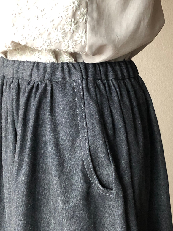 （受注制作）くたくた6オンス岡山産デニムのギャザースカート　[丈を長くする場合のみ生地の在庫確認が必要となります] 6枚目の画像