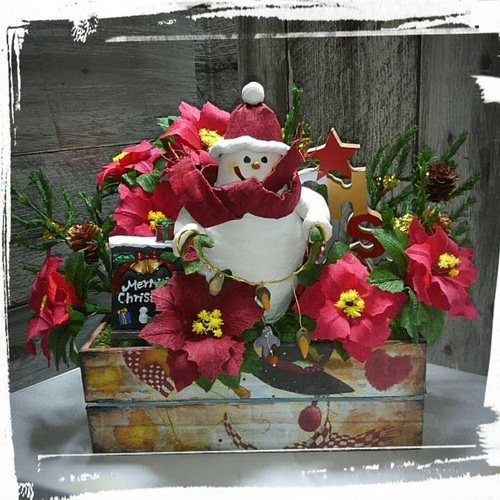 ROSE❣️トレイン付き❣️ブーツクリスマスアレンジ❣️ポインセチア、雪だるま ROSE様専用❣️トレイン付き❣️ブーツクリスマスアレンジ