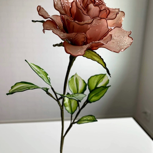 バラ1本売り【葉っぱ付き】(アメリカンフラワー) アート バラ1本売り【葉っぱ付き】(アメリカンフラワー) アート