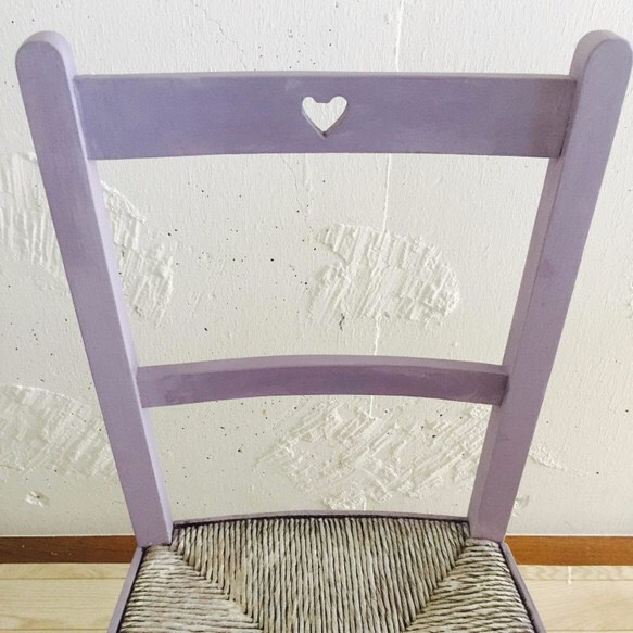 ちいさなハートの椅子　''1950's 英国フレーム  ラベンダー　オーク'' ディスプレイ用 3枚目の画像