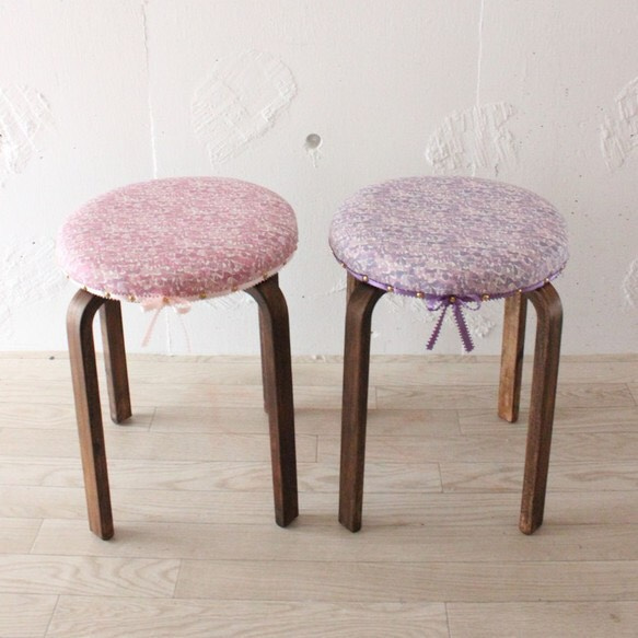 Liberty Print Stool（棕色）Jenny&#39;s Ribbons Pink 第4張的照片