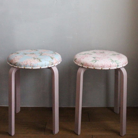歐丁香 凳子（水藍色/粉紅米白・潑水防水加工） 第6張的照片