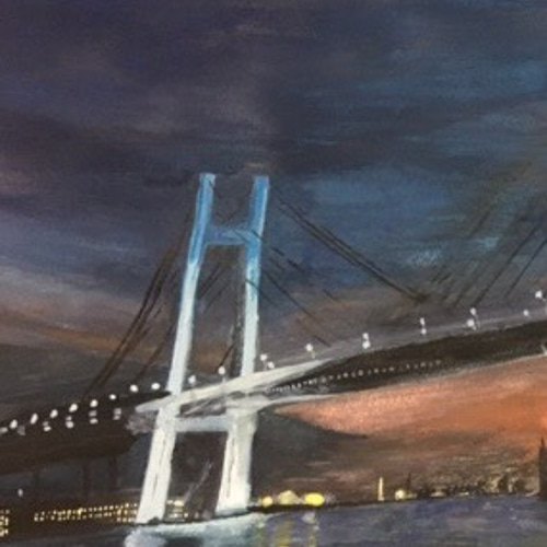 水彩画(横浜ベイブリッジ) 絵画 jigen77 通販 6421167｜Creema(クリーマ)