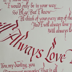 【在庫処分値下げ】カリグラフィー額装作品『I Will Always Love You』ホイットニーヒューストン 3枚目の画像