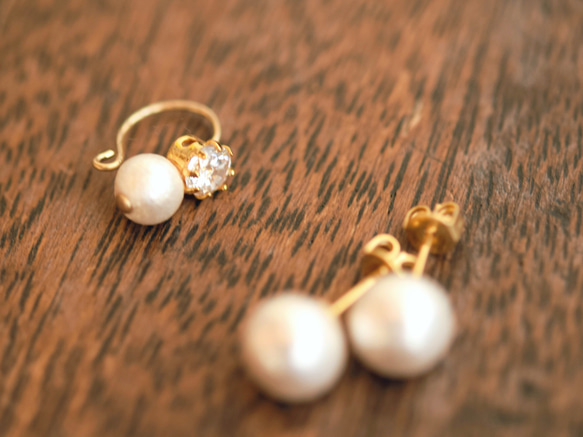 cotton pearl○earcuff 1枚目の画像