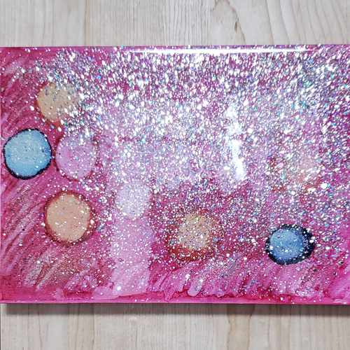 アルコールインクアート　まとめ売り No.53 アルコールインクアート 原画 A4サイズ 絵 紫 緑 透明感