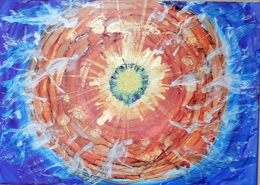 アルコールインクアート 原画 インテリア アルコールインクアート 原画 (サイズ348mm×272mm