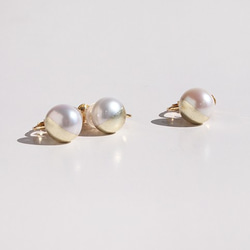 酷珍珠金葉珍珠【耳環】香檳金白10mm單耳環 第3張的照片