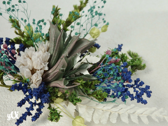 鮮やかグリーンとブルーの髪飾り　成人式や結婚式に 4枚目の画像