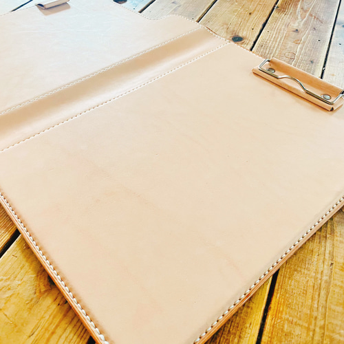 セール　完成品　ハンドメイド　栃木レザー　ヌメ革　クリップファイル　バインダー cb57cb54727f2f03c13762ab97bdfb