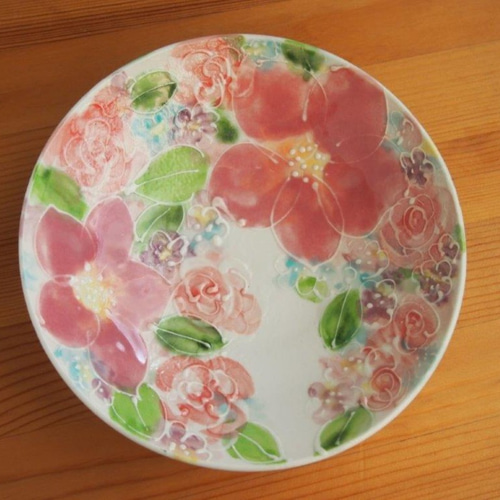手描きピンク花柄深皿 中皿 tsubakinagon 通販 6426160｜Creema(クリーマ)