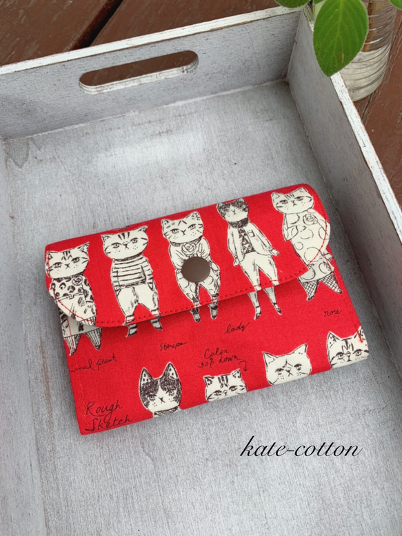 ■受注製作❣️軽いミニ財布⭐︎おしゃれなネコ柄・ねこ・猫 1枚目の画像