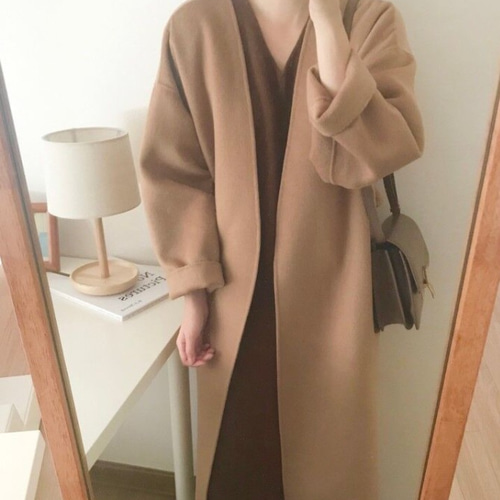 オーバーサイズ ノーカラー ローブコート コート daily shop