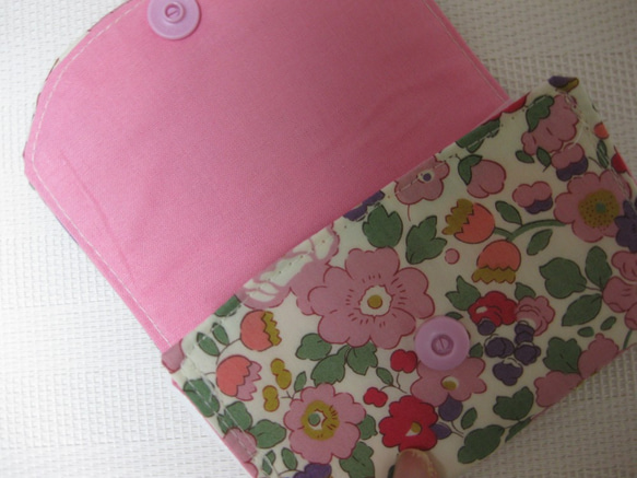 小さなじゃばらのカードケース（25～30枚収納）　リバティ　ベッツィ・ピンク 3枚目の画像