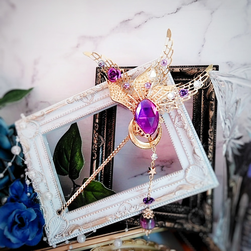 魔法の杖 かんざし パープル ドール小物 闇属性 略奪されし聖なる翼