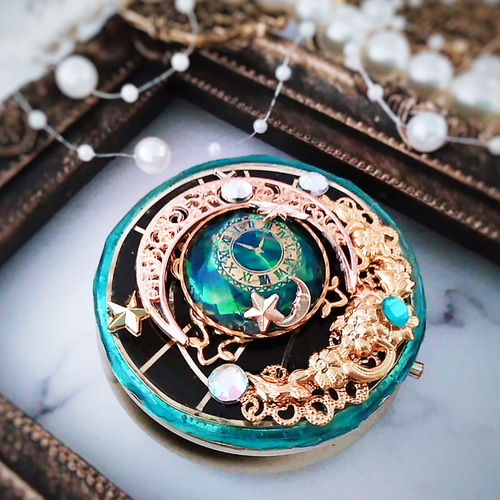 ギャラクシーコンパクト ゴールド×ブルー ピルケース 魔法 コンパクト