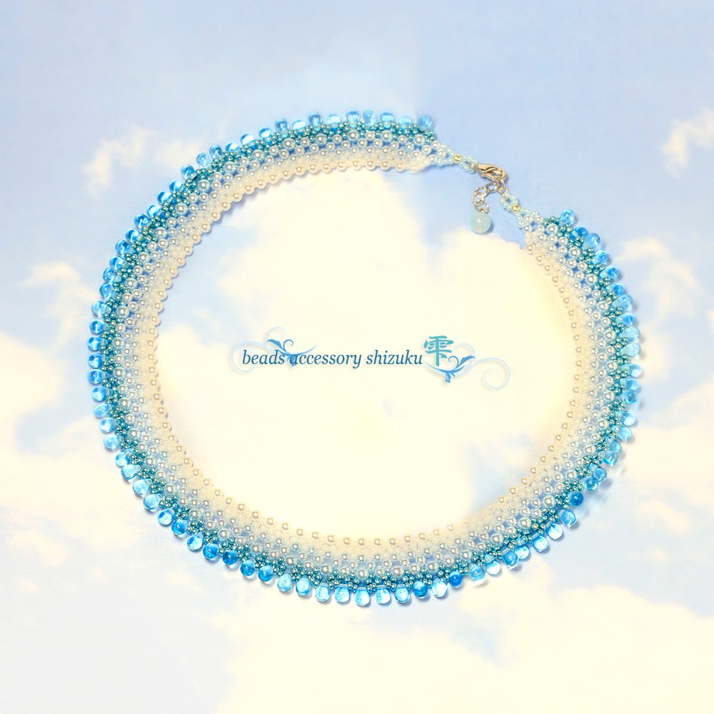 パールドロップネックレス＊アクアマリン