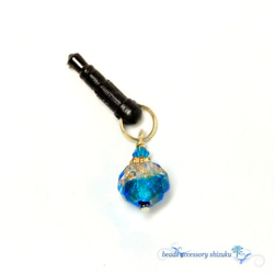 天然石 イヤホンジャック オーダーメイド とんぼ玉イヤホンジャック＊グリーン イヤホンジャック beads