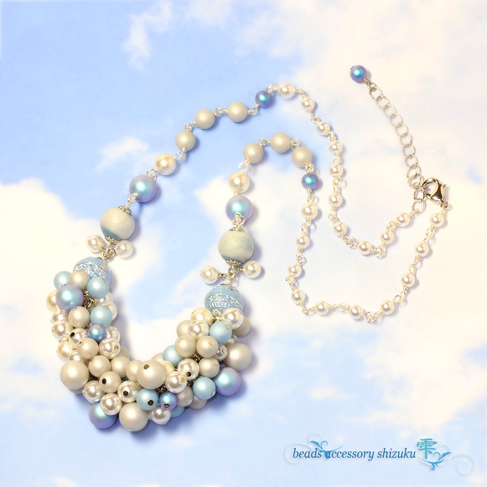 パールの粒々ネックレス＊空