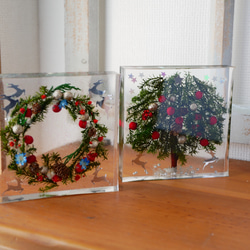 クリスマスリース羊毛フェルトボールプリザーブドフラワー