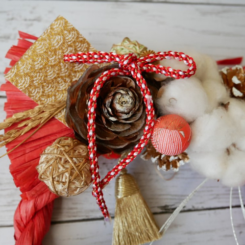 お正月飾りしめ縄赤組みひも しめ縄・しめ飾り 花雑貨アフェクト