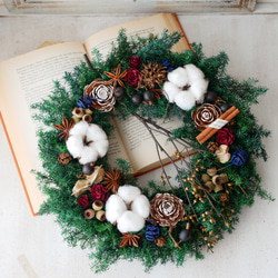 クリスマスリース羊毛フェルトボールプリザーブドフラワー