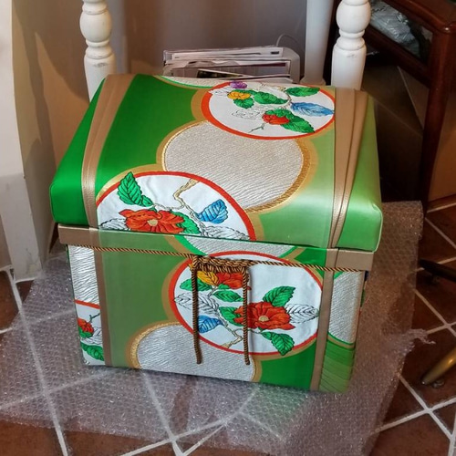 茶箱 帯 モリス生地 カルトナージュ 受注制作 静岡本桐茶箱 10キロ例  