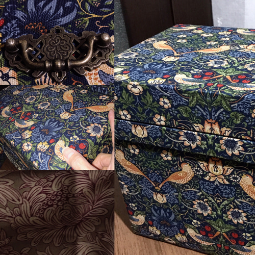 茶箱 帯 モリス生地 カルトナージュ 受注制作 静岡本桐茶箱 10キロ例