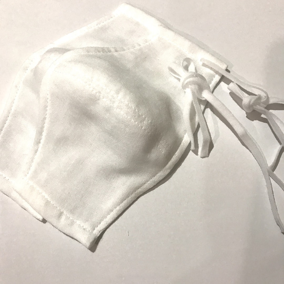 再販　送料無料ダブルガーゼ立体マスク　生成り　1枚入　赤ちゃんのようなふわふわガーゼ　生成り 3枚目の画像