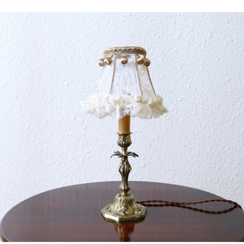 アンティークレースのランプシェード 2、8枚目のクリアベース込み