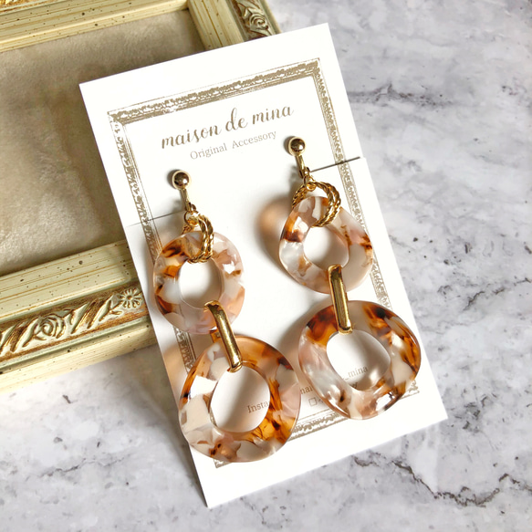 <<MORE HAPPY セール>>PinkBrown DoubleHoop Earring［送料込み］ 1枚目の画像