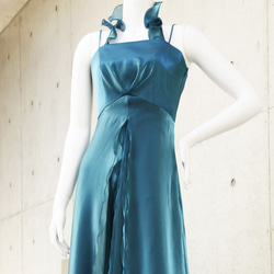【姫かわいい】実は一番見られている演奏中の横姿が最高に美しいドレス(グリーンブルー) 1-0202-5 1枚目の画像