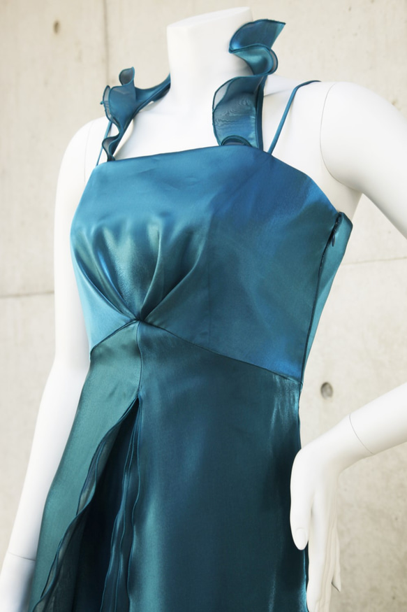 【姫かわいい】実は一番見られている演奏中の横姿が最高に美しいドレス(グリーンブルー) 1-0202-5 3枚目の画像