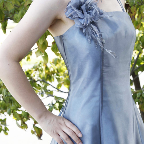 グレー フリル ロングドレス ストラップレス グレー フリル ロングドレス ストラップレス