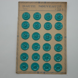 フランスアンティークプラスチックボタン（ラウンドターコイズブルーM） 2個セット 2枚目の画像