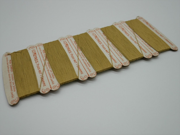 フランスアンティーク紙製台紙シルク糸巻き（イエローグリーン） 5枚目の画像