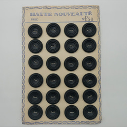 フランスアンティークプラスチックボタン（ダークグレイッシュブルーP56）3個セット 2枚目の画像