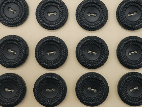 フランスアンティークプラスチックボタン（ダークグレイッシュブルーP56）3個セット 3枚目の画像