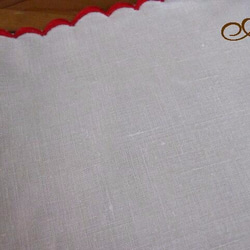 フランスアンティーク刺繍入りハンドメイドテーブルナプキン(M)A 4枚目の画像