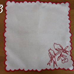 フランスアンティーク刺繍入りハンドメイドテーブルナプキン(M)B 2枚目の画像
