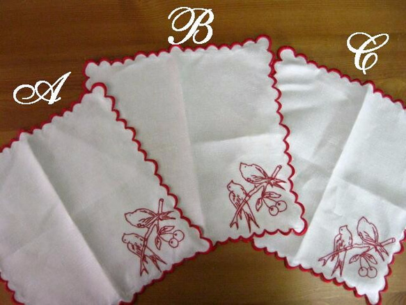 フランスアンティーク刺繍入りハンドメイドテーブルナプキン(M)B 5枚目の画像