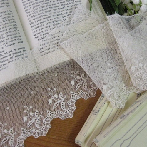 フランスアンティーク刺繍入りチュールレース レース cherir 通販