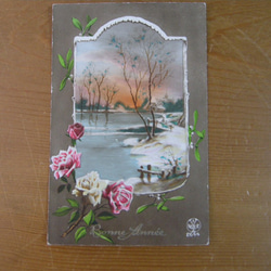 フランスアンティ－クポストカード（バラとヤドリギ） 4枚目の画像