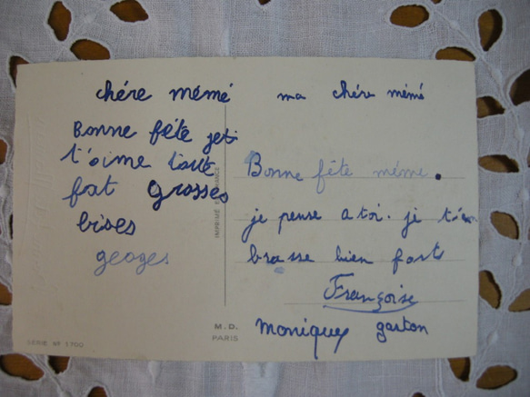 フランスアンティ－クポストカード（母の日・小鳥） 3枚目の画像