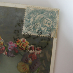 フランスアンティ－クポストカード（ピンクドレスのマダム） 3枚目の画像