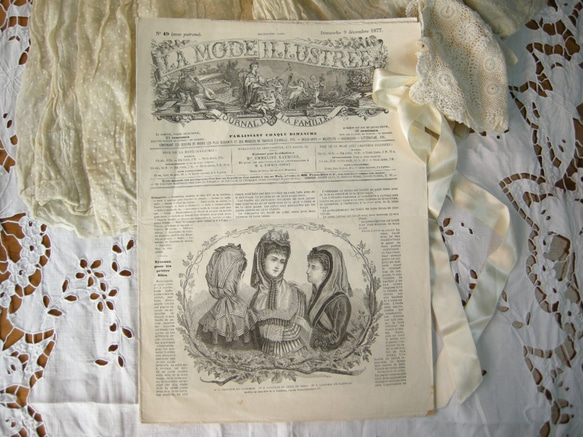 フランスアンティーク新聞LA MODE ILLUSTREE ラ・モード・イリュストレ (1877年12月9日） 1枚目の画像