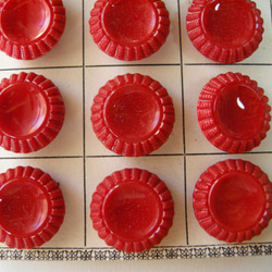 フランスアンティークガラスボタン（Rouge）2個セット 2枚目の画像