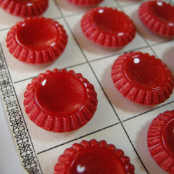 フランスアンティークガラスボタン（Rouge）2個セット 3枚目の画像