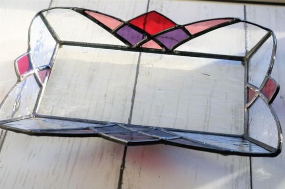 ステンドグラス・紫色のアクセサリートレイ 2枚目の画像